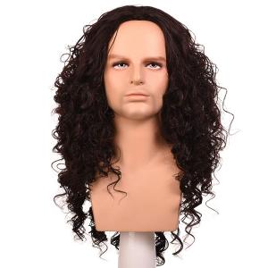 Morvally Long Curly Dark Brown Synthetic Hair Wig for Cosplay Costume Halloween Party Wigs for Men
