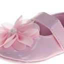 Josmo Baby Girl Dress Shoes Soft Sole Flats Crib Shoes Bowknot & Floral Design for Newborn & First Walker Sandals Size 2-4 Infant (Pink)