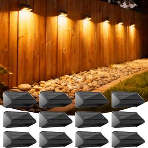 Solar Fence Lights Outdoor, 12 Pack Ultra-Bright 100 Lumens Fence Lights Solar Powered, IP65 Waterproof, 9 Color Modes, 12+ Hours Lighting Decor for Backyard/Patio/Deck/Wall/Pool