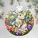 3 x Christmas Ornaments: Stained Glass Ornament, Christmas Tree Ornament, Hanging Ornaments for Home Decor & Xmas Tree Decorations  Exquisite Holiday Decor, Gifts & Holiday Present - Rabbit