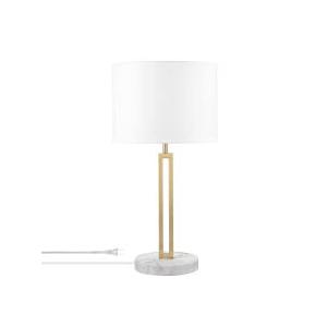Globe Electric Paloma 22" Table Lamp, Matte Brass, White Faux Marble Base