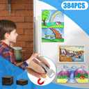 Magnetic Squares Pieces with Adhesive Backing(Each 3/4" x 3/4"),Self Sticky Magnets for Classroom Activities,Peel and Stick for Cards/Picture/Poster (40mil Magnet 384PCS)