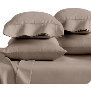 Bare Home Microfiber Bulk Pillow Cases - Standard/Queen Size Set of 4 - Cooling Pillowcases - Double Brushed - Taupe Pillowcases 4 Pack - Easy Care (Standard - 4 Pack, Taupe)