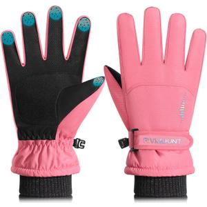 rivmount Kids Winter Gloves Warm Thermal Cold Weather Snow Waterproof Windproof Touchscreen Ski for Boys Girls (S(4-6 years), 823-Pink)
