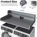 2-Tier Washer and Dryer Countertop with 2.75" H Guard,54" W x 27.5" D Laundry Countertop Cover with Non-Slip Pad,Large Space Laundry Topper for Folding Clothes Over Washer and Dryer-Standard-2 Tier (54"Wx27.5"Dx12"H), Grey