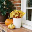 12 Bundles Artificial Mums for Outdoors, Fall Fake Flowers Outside UV Resistant, Faux Fall Mums Flowers for Outdoor Planters, Window Boxes, Front Porch-Fall Yellow