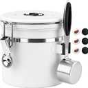 ShanSon Coffee Canister Airtight Coffee Container Stainless Steel Coffee Bean Storage Container with Scoop Coffee Canister for Beans Grounds Sugar Flour Tea Cereal,11OZ, White