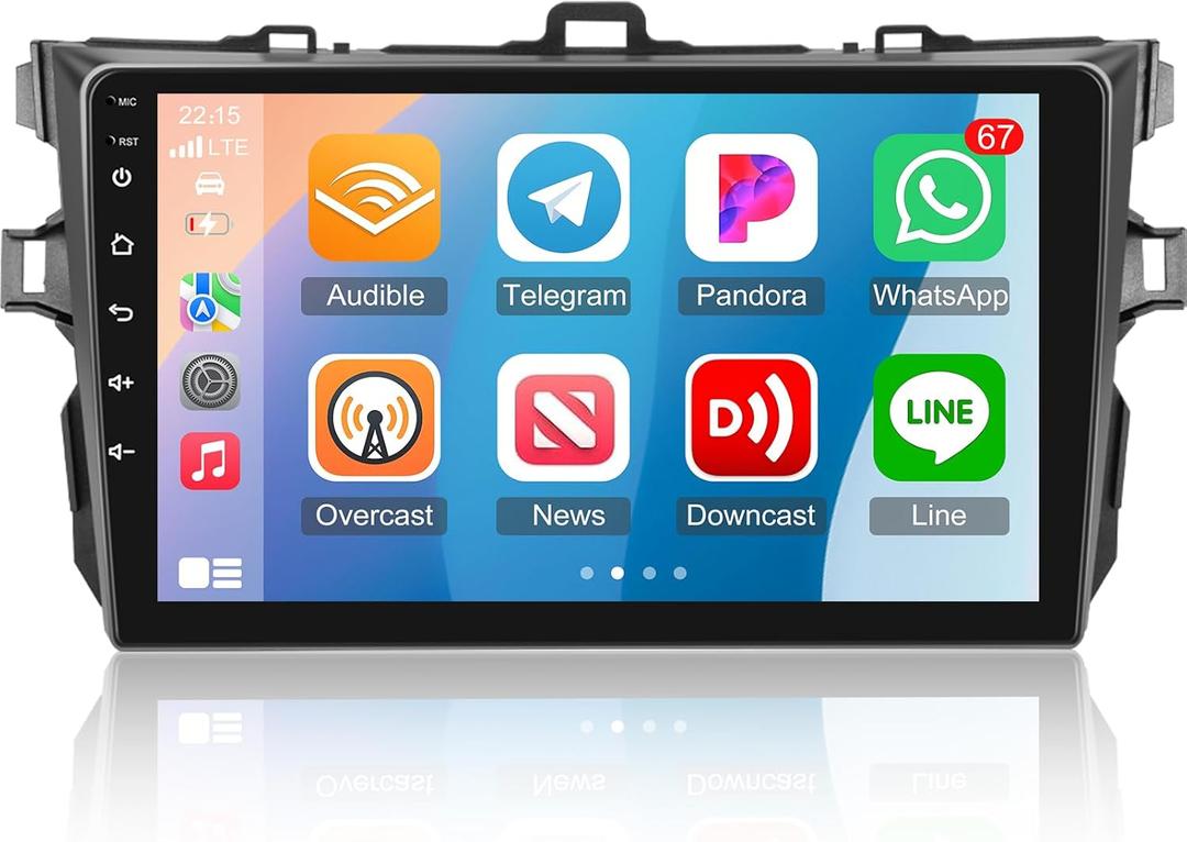 Android Stereo for Toyota Corolla 2009-2013 - Wireless Carplay & Android Auto, [2+64G] 9 Inch Touch Screen Corolla Radio - Mirror Link/WiFi/GPS Navigation/EQ/Dual USB/SWC + AHD Backup Camera