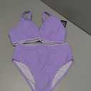 BMJL Women's Bikini Sets V Neck High Waisted Swimsuits Shell Stitched Cheeky Two Piece Bathing Suit, Medium, Purple