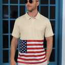 Golf Shirts for Men 2 Pack Print American Flag Short Sleeve Dry Fit Moisture Wicking Performance Polo Shirts (XXXL)