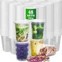 Plastic Deli Containers with Lids, 48 Sets 32oz Leakproof Soup Storage Containers for Restaurant, Round Takeout Deli Cups for Food Slime Meal Prep Leftover, BPA Free, Microwave/Freezer Safe