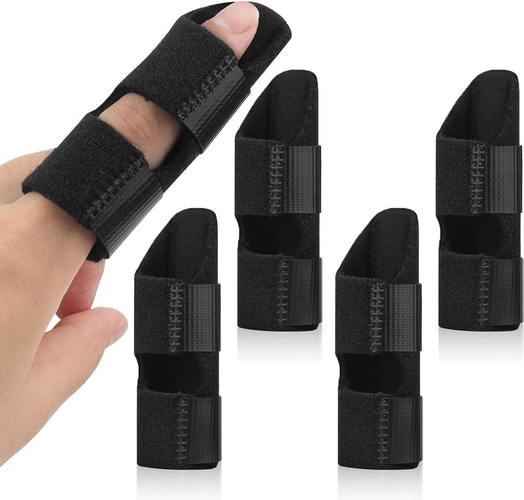 2 x 5PCS Trigger Finger Splint, Finger Braces Joint Stabilizer, Adjustable Mallet Splint and Hand Brace, Finger Straightener for Arthritis Fits Thumb, Index, Middle, Ring and Pinky Finger5PCS