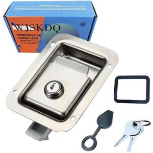 WJSKDQ Trailer Paddle Door Latch Handle Rv Truck Tool Box Lock Steel Key Stainless Steel Paddle Latch for Tool Box for RV Caravan Camp Motorhome Patrol Car 1Pc