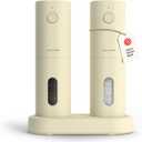 LARS NYSM Electric Salt and Pepper Grinder Set, USB Rechargeable, Automatic Salt and Pepper Mills, Spice Shakers Refillable with LED Light, Adjustable Coarseness, Ceramic Grinder (Butter Cream)
