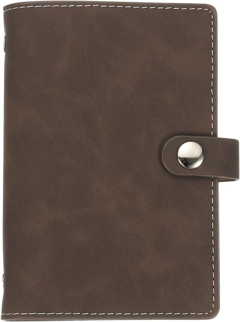 PATIKIL A7 PU Leather Binder Cover, 6 Ring Loose Leaf Binder Protector Round Ring Binder Cover Refillable Notebook Binder for Meeting Photocard Budget Notebook Folder, Dark Brown