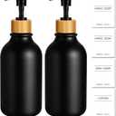 Hand Soap Dispenser Bathroom, Black Dish Soap Dispenser for Kitchen, 17 Fl Oz Plastic Hand and Dish Soap Dispensers Set with Bamboo Pump, 2 Pack Refillable Liquid Lotion Containers Bottle