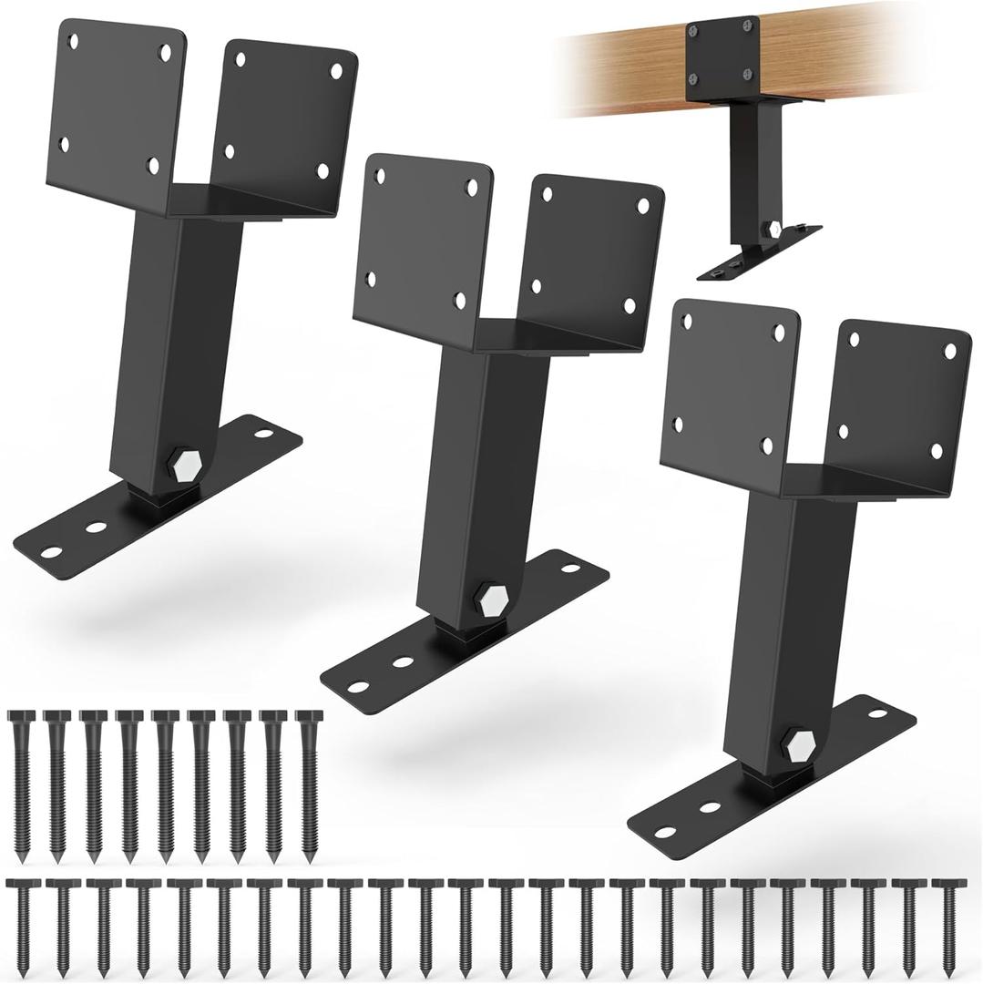 3Pcs Roof Riser Brackets Kit,Pergola Roof Riser Beam Bracket,Heavy Duty Pergola Brackets, ,Adjustable Saddle Roof Riser Post for Gazebo -Includes Screws