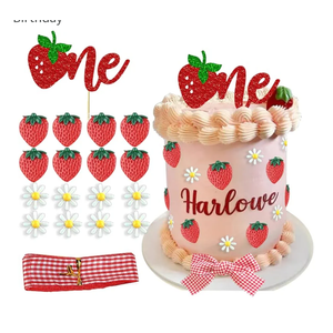 Berry Strawberry Theme Cake Topper Sweet One Birthday Strawberry One Cake Topper for First Birthday