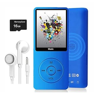 MP3 Player, Music Player with 16GB Micro SD Card, Build-in Speaker/ Photo/ Video Play/ FM Radio/ Voice Recorder/ E-Book Reader, Supports up to 128GB (Dark Blue)