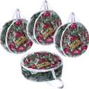 4Pcs Christmas Wreath Storage Container, Clear PVC Bag for 24-Inch Wreaths, Waterproof Dustproof for Garland & Christmas Decorations (White)