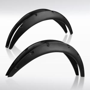 AUTOZENSATION Flares Black Durable Extra Wide Body Kit Wheel, 4PC Front + Rear Universal Flexible Car Fender