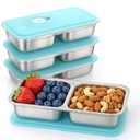 BSTUR 4Pcs 304 Stainless Steel Bento Boxes, 2 Compartments Portable Food Storage Containers Snack Boxes with Lids, Divided Meal Prep Lunch Box Food Container Dishwasher Safe