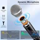 Wireless UHF Microphone System,W/2 Handhelds,Auto Scan,2x50 UHF Frequencies,200ft Range,Dynamic Microphone for Singing,Karaoke,Church