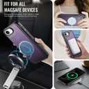 Compatible with Magsafe for iPhone 17e / 16e Wallet Case Magnetic Card Holder, RFID Blocking 2 in 1 Detachable Kickstand Shockproof Cover for Women Men, Purple