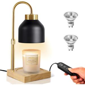 Xiwoa Electric Candle Warmer Lamp with 2H/4H/8H Timer Dimming Height Adjustable Safety Night Lamp, Home Scented Jar Candles Decor Gifts (Black)