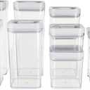 Amazon Basics Airtight Food Storage Containers, BPA Free, Dishwasher Safe, with Twist/Turn Lids, for Kitchen Pantry Organization, 10-Piece Square Set, Clear Plastic