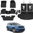 Floor Mats Set for 2016-2026 Dodge Durango (Only for 6 Seats with Captain Chairs), All Weather TPE Backrest Mat Trunk Mat Cargo Liner Door Sill Guards Accessories (6 Seats Floor Mats Set)