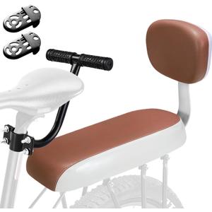 Bicycle Manned Cushion Mountain Bike Back Shelf Seat Cushion Manned Comfortable Saddle Children Back Seat (Brown-Armrest & Backrest)