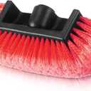 Vesici Car Wash Brush Head with Soft Detailing Bristle Flow Thru Car Cleaning Brush Exterior Car Wash Equipment for Auto Truck RV Boat Camper Washing, 10 Inch (Red,1 Pcs)