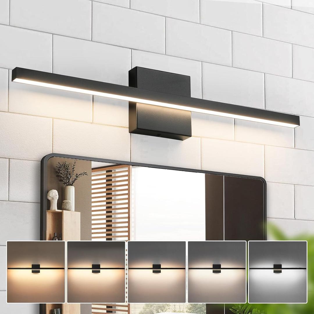 Epinl Modern Vanity Light Fixtures 24 Inch, 18W Dimmable 5CCT Black Bar Vanity Light Over Mirror, LED Bath Lighting Fixture for Bathroom Mirror Cabinets Bedroom-ETL Certificated