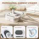 2 In 1 Steamer for Clothes:1550W Powerful Steamer with 1100ml Detachable Tank, 30s Fast Heat-Up, Horizontal & Vertical Use, Portable Wrinkle Remover for Clothes Drapes Bedding (White)