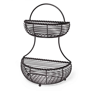 Gourmet Basics by Mikasa Marketplace 2 Tier Flatback Basket, Antique Black Gourmet Basics by Mikasa Marketplace 2 Tier Flatback Basket, Antique Black