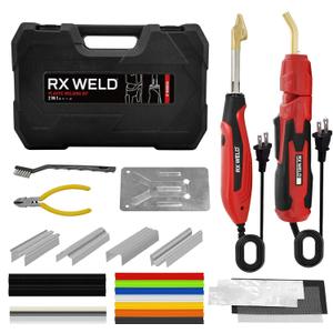RX WELD 2 in 1 Plastic Welder Kit, 400PCS PCS Hot Staples & Rods for Repair, Professional Welding Gun for Car Bumper, Kayak, ABS, PP, PE, Plastic Toys & DIY (110V)