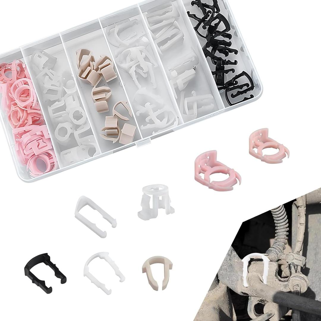 70 PCS Car Fuel Line Clips Assortment Set, Multiple Size Design, Vehicle Transmission Line Clip Replacements, Automotive Hose Holder Accessories Compatible with Ford GM Series (Multicolored)