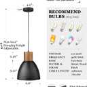 ELYONA 3 Pack Hammered Pendant Lights for Kitchen Island 7 Small Metal Solid Wood Hanging Light Fixtures Adjustable Height Farmhouse Pendant Lighting for Dining Room Bedroom Bar Office, Modern Black