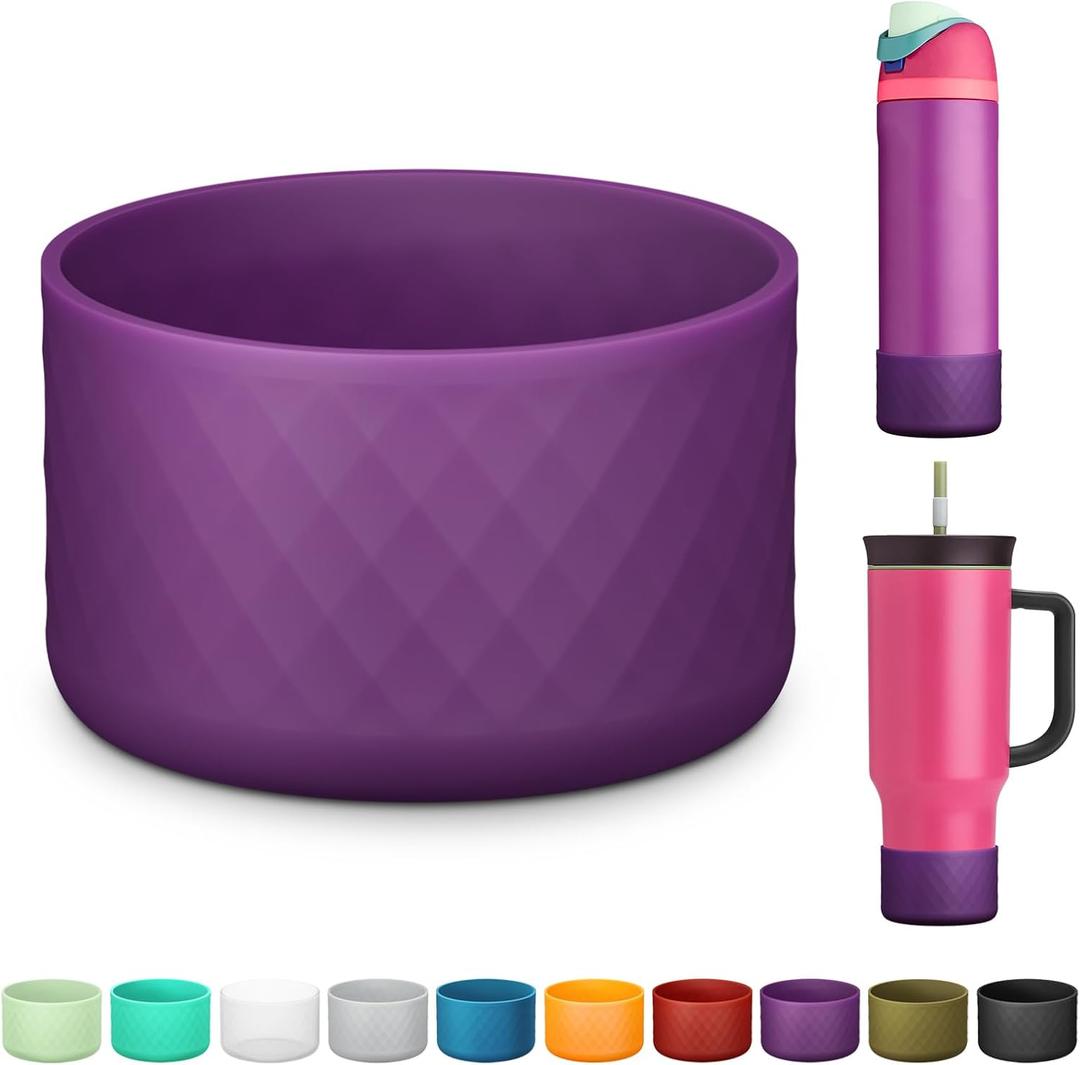 Silicone Boot for Owala Water Bottle 24 oz 32 oz 40 oz, Anti-Slip Protective Sleeve for FreeSip/Twist/Flip Stainless Steel Water Bottles Accessories (dark purple)