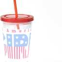 CafePress All American Girl 16 oz Insulated Straw Tumbler with Lid (Blue)