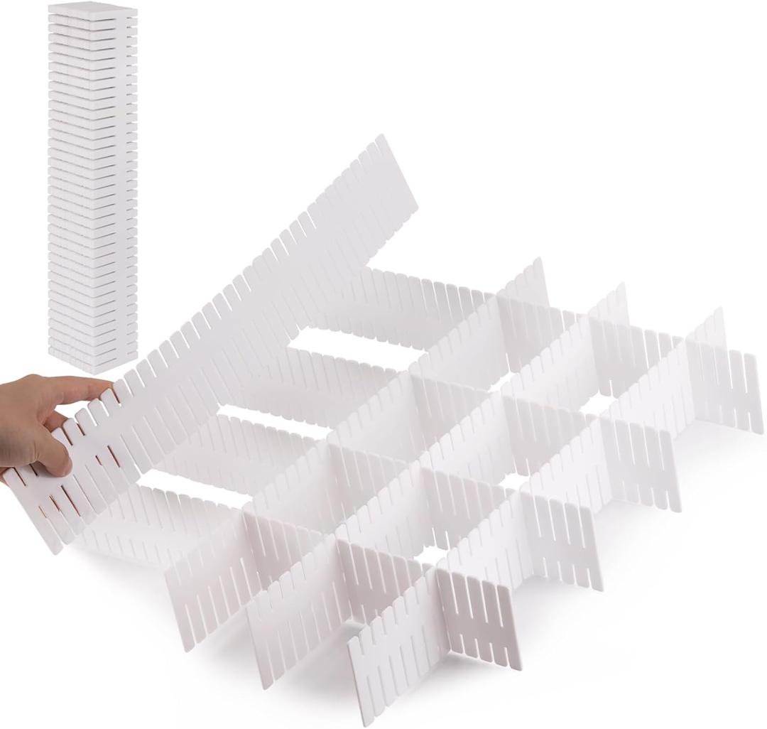 Ohlove 40Pcs Drawer Organizer Dividers 17"x2.8" Adjustable Storage Organizer Separator for Socks, Underwear, Makeup, Kitchen, Dresser