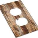 Decorative Outlet Covers Vintage Yellow Brown boards Tan Wood Plank 1 Gang Wall Plate Cover Receptacle Duplex Light Switch Cover Plate Single Dual Plug Covers Electrical Switchplate2Pack