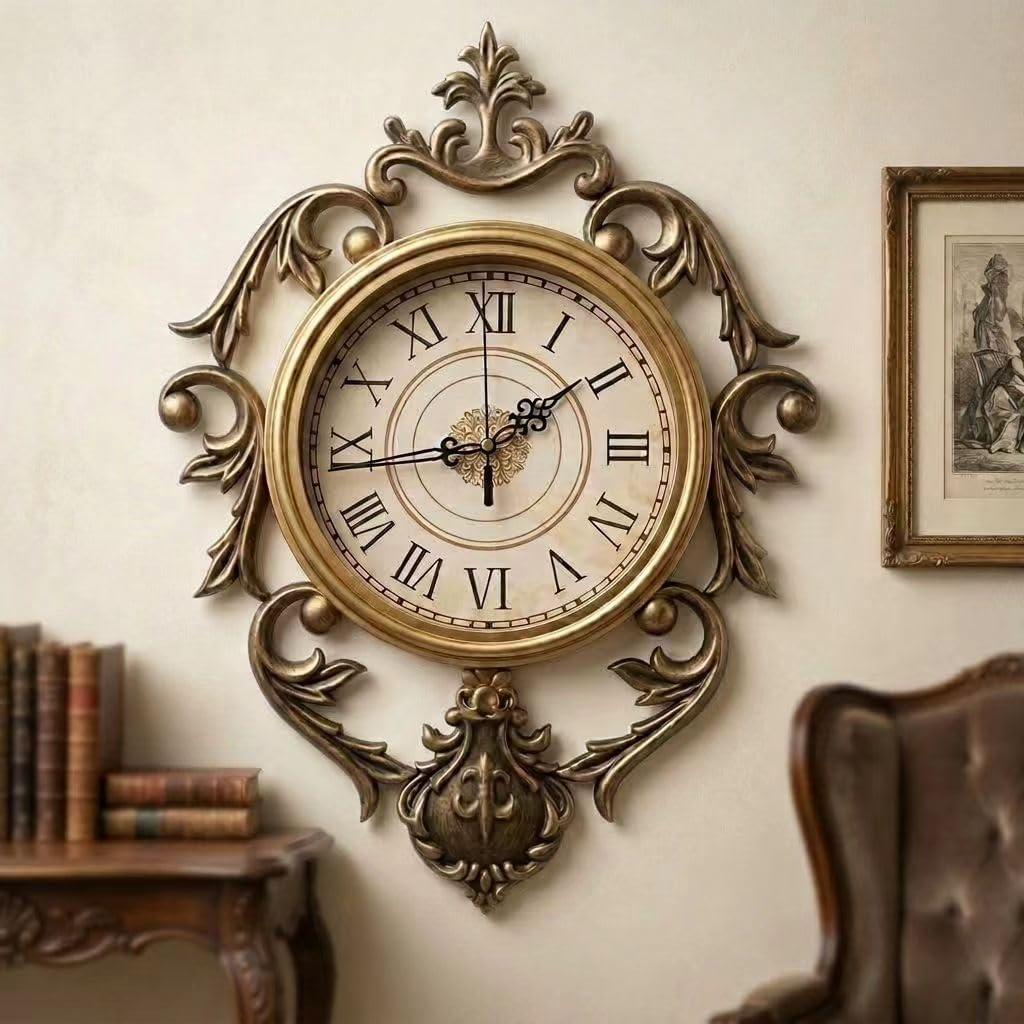 Oversized Vintage Decorative Wall Clock, Silent Non-Ticking Battery-Operated Large Wall Clock, Classic Retro Wall Clock for Living Room, Bedroom, Kitchen, Office, and Entryway Decor (25.5"X18.5")