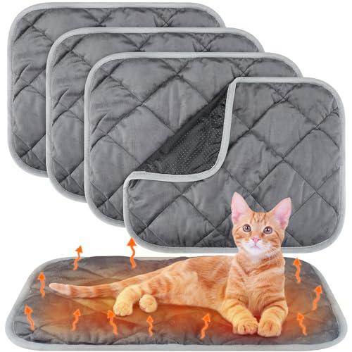 Clysee 3 Pack Self Heating Cat Pad Self Warming Dog Mat Reflects Body Heat Extra Warm Thermal Pet Pad Washable Dog Cat Bed Crate Bed Mat Blanket(Gray,16 x 20 Inch)