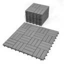 Interlocking Deck Tiles 12"x12"x0.94'' Gray Acacia Wood Patio Decor Flooring Tiles-Interlocking FSC Wood Flooring Squares Tile-Home Decor Floor Wood Tiles. Fresgard Brand Name 10pcs Pack (Dusk Grey - 12 Slat)