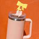 4 x Bow Lovely Drinking Straw Tips Cover Reusable Protector Topper for 0.4in Straws Silicone Cup Accessories, 10mm Straw Covers Cap (White)