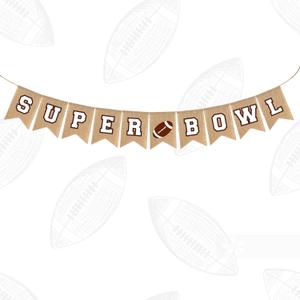 3 x American Football Banner Football Hanging Banner for Sports Theme Party Decoration, Words Burlap Linen Football Banner for Sports Party Decoration Ball Game Home Gathering Hanging Accessories Supplies