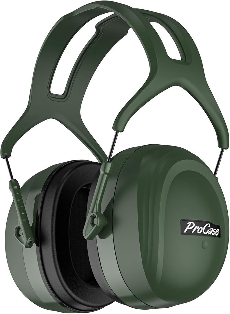 ProCase Extra Large SNR 37dB Noise Cancelling Headphones, NRR 30dB Hearing Protection Ear Muffs for Adults Noise Reduction, Wide Size Adjustment and Comfortable - Green