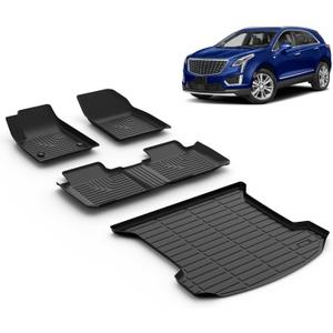 All Weather Car Floor Mats & Cargo Liner Set Fit for Cadillac XT5 2017 2018 2019 2020 2021 2022 2023 2024 2025 Floor Liners Trunk Liner XT5 Cargo Mat Accessories Black